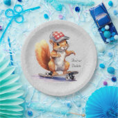 Wasserfarben-Eichhörnchen-Skateboard-Papierplatte Pappteller (Party)