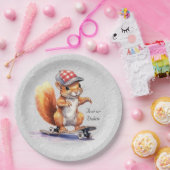 Wasserfarben-Eichhörnchen-Skateboard-Papierplatte Pappteller (Party)