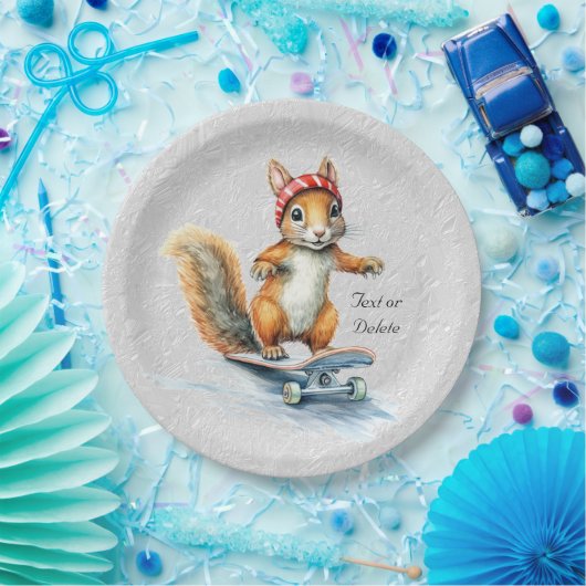 Wasserfarben-Eichhörnchen-Skateboard-Papierplatte Pappteller (Party)