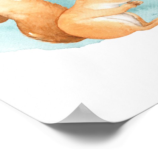 Wasserfarben-Eichhörnchen Waldland Tierwald Poster (Ecke)