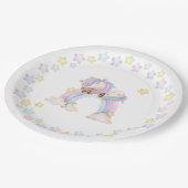 Wasserfarben-Einhorn-Babydusche Pappteller (Schrägansicht)
