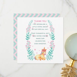 Wasserfarben-Einhorn-Blumen-Babyshower-Dankeschön Dankeskarte