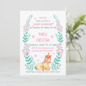 Wasserfarben Einhorn Blütendusche Einladung (Stehend Vorderseite)