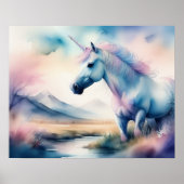 Wasserfarben-Einhorn III Poster (Vorne)