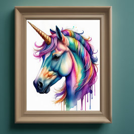 Wasserfarben-Einhorn in Candy Colors III Poster
