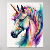 Wasserfarben Einhorn in Candy Colors Poster (Vorne)