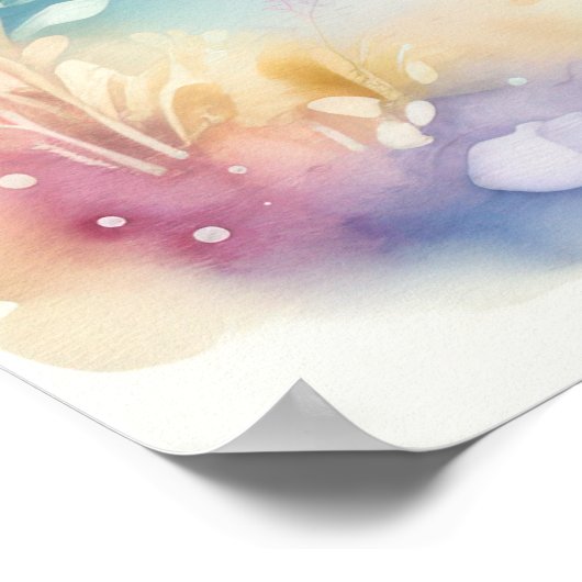 Wasserfarben-Einhorn in weichen Pastellen IV Poster (Ecke)