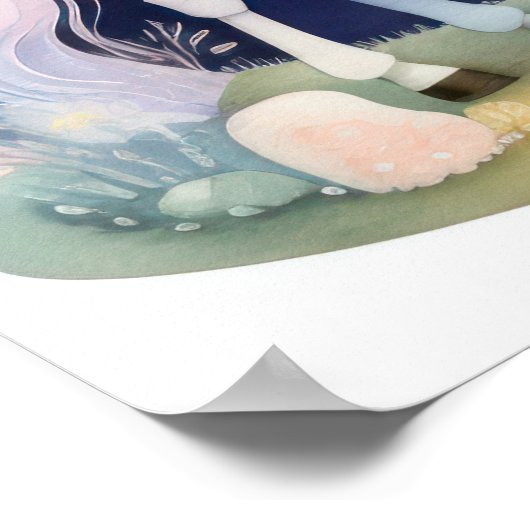 Wasserfarben Einhorn in weichen Pastellen Poster (Ecke)