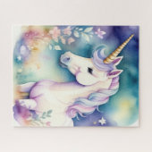 Wasserfarben Einhorn in weichen Pastellen Puzzle (Horizontal)