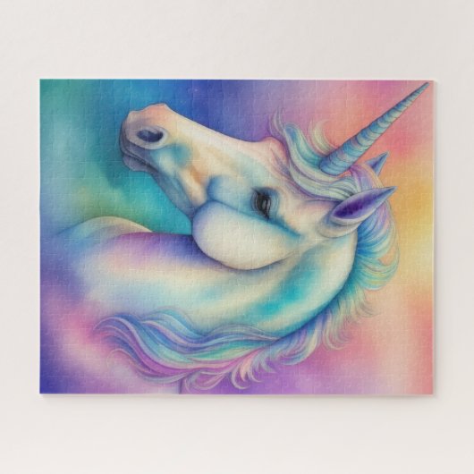 Wasserfarben Einhorn in weichen Pastellen Puzzle (Horizontal)