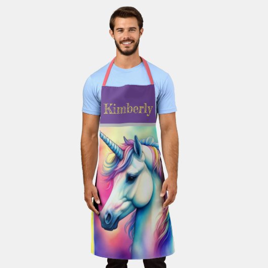 Wasserfarben Einhorn in weichen Pastellen Schürze (Getragen)