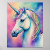Wasserfarben-Einhorn in weichen Pastellen VII Poster (Vorne)