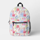 Wasserfarben-Einhorn-Muster Bedruckter Rucksack (Vorderseite)