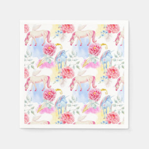 Wasserfarben-Einhorn-Muster Serviette