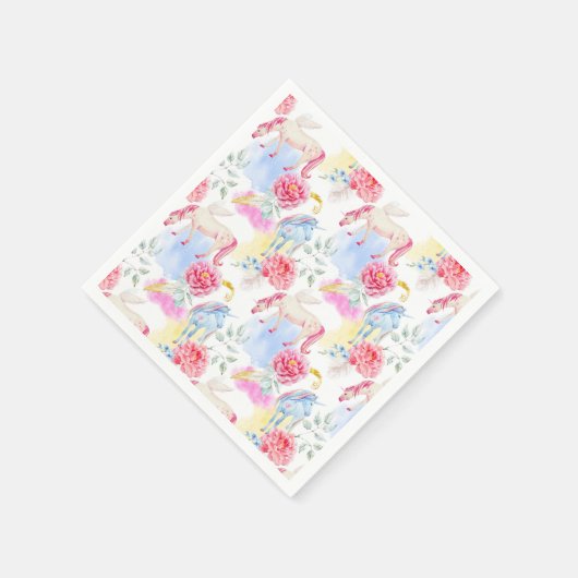 Wasserfarben-Einhorn-Muster Serviette (Ecke)