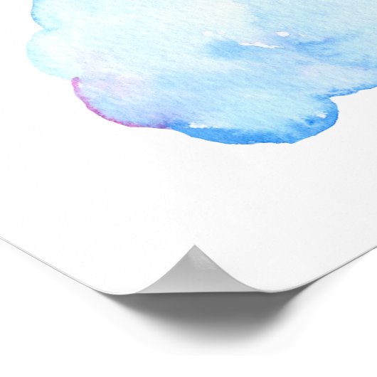 Wasserfarben-Einhorn und Regenbogen Poster (Ecke)