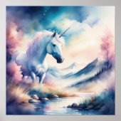 Wasserfarben-Einhorn V Poster (Vorne)
