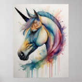 Wasserfarben-Einhorn VII Poster (Vorne)