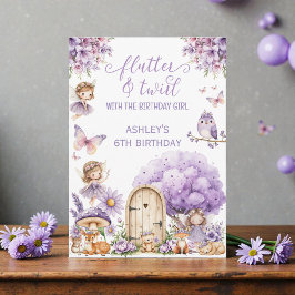 Wasserfarben-Einladung zum Geburtstag der lila Fee Einladung