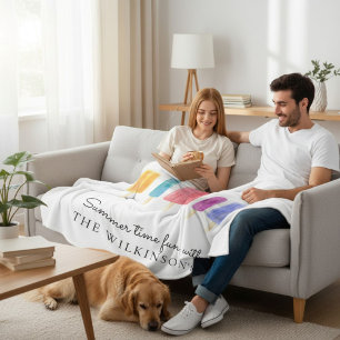 Wasserfarben-Eis-am-Stiel-Sommer-Familienname  Fleecedecke