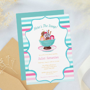 Wasserfarben-Eisbecher-Baby-Party Einladung
