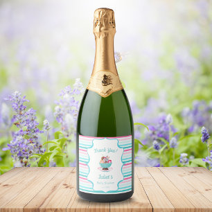 Wasserfarben-Eisbecher-Baby-Party Schaumweinetikett