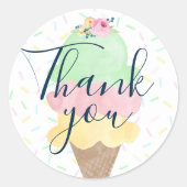 Wasserfarben Eiscreme-Kone Danke Stickers (Vorderseite)