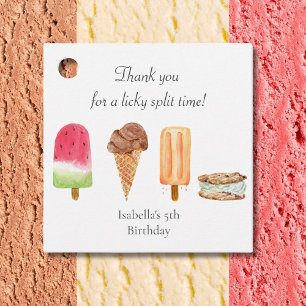 Wasserfarben Eiscreme & Popsicles Geburtstagsdanke Geschenkanhänger