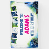 Wasserfarben-Eishockey-Geburtstagsbanner Banner (Vertikal)