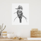 Wasserfarben-Eisvogel-Vogel-Naturkunst Poster (Küche)
