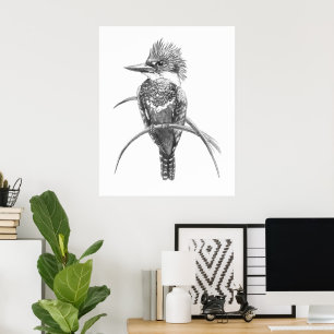 Wasserfarben-Eisvogel-Vogel-Naturkunst Poster
