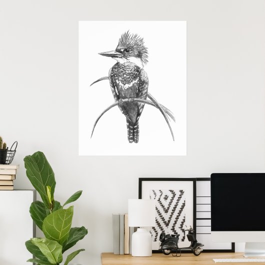 Wasserfarben-Eisvogel-Vogel-Naturkunst Poster (Heimbüro)