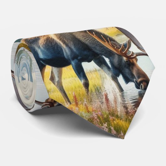 Wasserfarben Elche Alaska Kunst Krawatte (Gerollt)