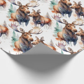 Wasserfarben Elche Winter Tierwelt Art: Geschenkpapier (Ecke)