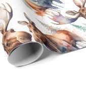 Wasserfarben Elche Winter Tierwelt Art: Geschenkpapier (Rolleneckpunkt)