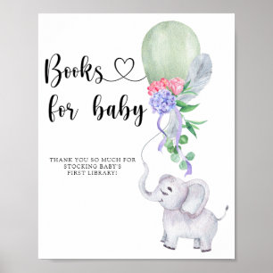 Wasserfarben-Elefant & Balloon - Bücher für das Ba Poster