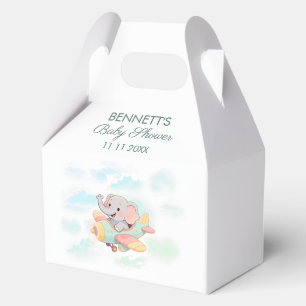 Wasserfarben-Elefanten-Flugzeug-Baby-Shower-Gesche Geschenkschachtel