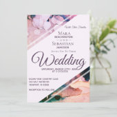 *~* Wasserfarben Elegant AR17 Beach Trendy Wedding Einladung (Stehend Vorderseite)