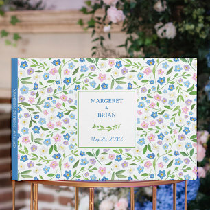 Wasserfarben Elegante Blumen Signature Wedding Gästebuch