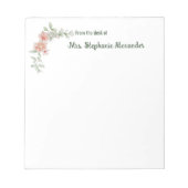 Wasserfarben Elegante rosa Blüte vom Schreibtisch Notizblock (Vorderseite)