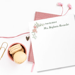 Wasserfarben Elegante rosa Blüte vom Schreibtisch Notizblock