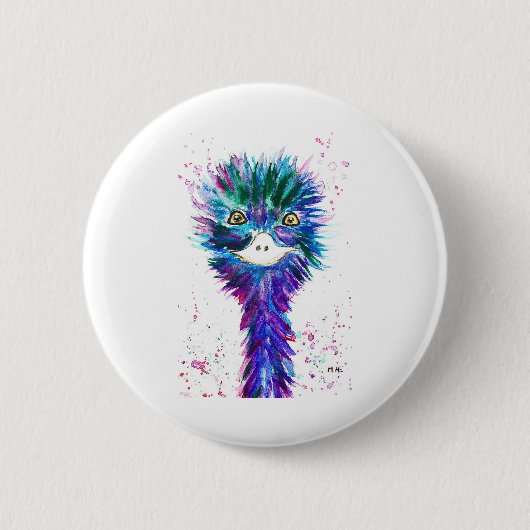 Wasserfarben-Emu Button (Vorderseite)
