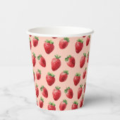 Wasserfarben Erdbeeren Fruchtmuster Pastellfarben  Pappbecher (Rückseite)