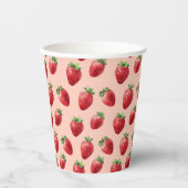 Wasserfarben Erdbeeren Fruchtmuster Pastellfarben  Pappbecher (Vorderseite)