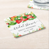 Wasserfarben Erdbeeren und Blume Brautparty Rechteckiger Pappuntersetzer (angewinkelt)