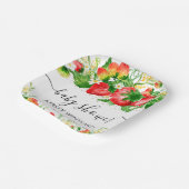 Wasserfarben Erdbeeren und Blume Kinderdusche Pappteller (Gewinkelt)