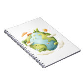 Wasserfarben Erde - Cartoon Erde mit Naturelemente Notizblock (Rechte Seite)
