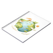 Wasserfarben Erde - Cartoon Erde mit Naturelemente Notizblock (Linke Seite)
