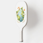Wasserfarben Erde - Cartoon Erde mit Naturelemente Pickleball Schläger (Links)