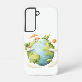 Wasserfarben Erde - Cartoon Erde mit Naturelemente Samsung Galaxy Hülle